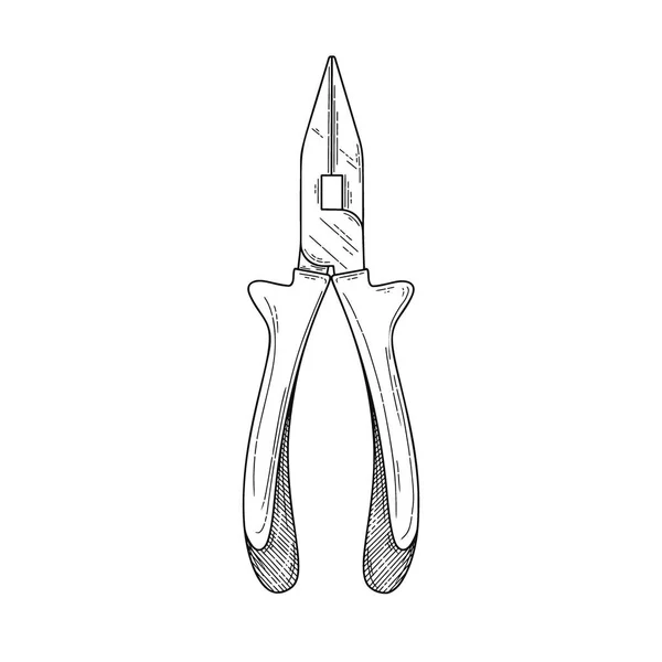 Pliers Pincers Hand Tool Isolated White Background Vector Illustration — Stock Vector