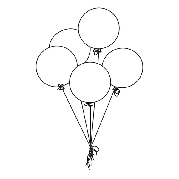 Різні Кулі Надувні Кульки Струні Векторні Ілюстрації Стилі Ескізів — стоковий вектор
