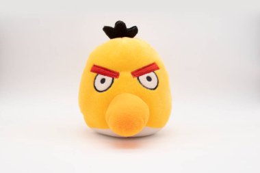Yellow angry birds, Teddy soft toy, Isolated on white background, Front view. clipart