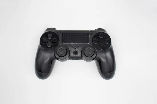 Black Gaming Controller Joystick White Background Isolated Top View — Stock Photo, Image