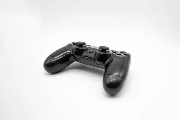 Zwarte Gaming Controller Joystick Witte Achtergrond Geïsoleerd Achterhoek Rechtenvrije Stockfoto's