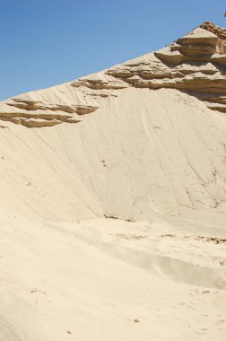 Kum özütü, suyla kum çukuru. Dune, arkaplan.