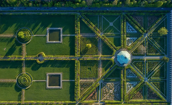 Aerial Vertical View Exceptional Geometric Symmetrical Reneissance Garden Clipped Hedges — Stock Photo, Image