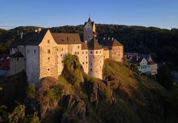 Luftaufnahme Der Burg Loket Burg Elbogen Gotische Burg Aus Dem — Stockfoto