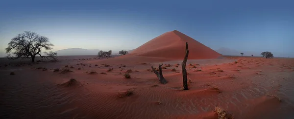 Panoramisch Sfeervolle Rustige Namib Woestijn Landschap Met Beroemde Rode Duin — Stockfoto