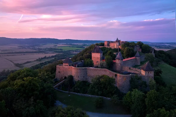 Castillo Helfstyn Alemán Helfenstein Helfstein Vista Aérea Castillo Gótico Medieval — Foto de Stock