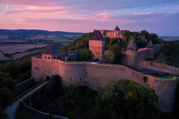 Castello Helfstyn Tedesco Helfenstein Helfstein Veduta Aerea Castello Gotico Medievale — Foto Stock