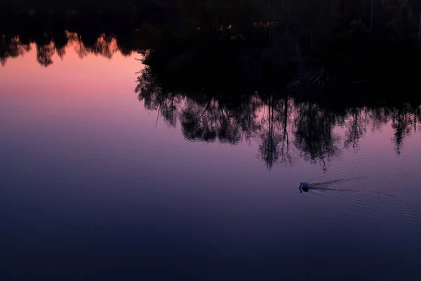 Aereo Dopo Tramonto Vista Della Silhouette Piccola Isola Isolata Con — Foto Stock