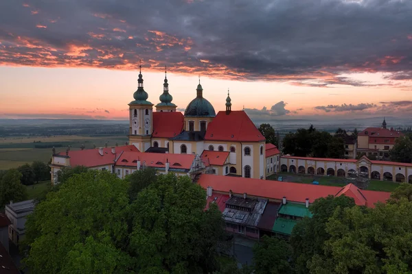 Flygfoto Baksida Pilgrimsfärden Kyrkan Besöket Jungfru Maria Pilgrimsfärd Plats Europeisk — Stockfoto