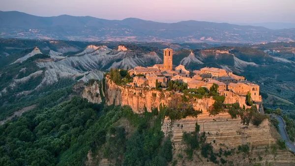Civita Bagnoregio Nun Havadan Görünüşü Antik Bir Talyan Şehri Bir — Stok fotoğraf
