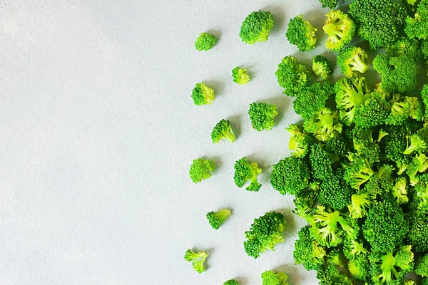 Broccoli Crudi Freschi Con Spazio Copia Sfondo Grigio Concetto Sano — Foto Stock
