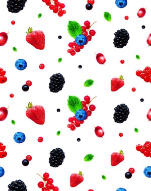 Çilek beyaz izole. Dikişsiz desen arka plan