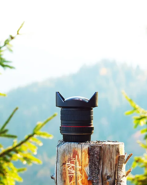 Camera Lens Natural Outdoor Vintage Look Copy Space — Stock Photo, Image
