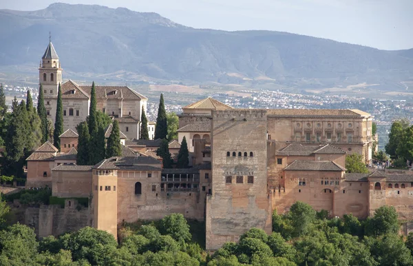 Piękny Widok Największy Pomnik Arabski Andaluzji Alhambra Granadzie — Zdjęcie stockowe