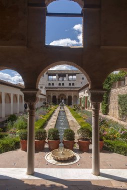 Alhambra, Granada, Andalucia Generalife güzel bahçeleri