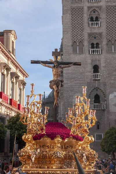 Confraternita Della Sete Settimana Santa Siviglia Gesù Sulla Croce — Foto Stock