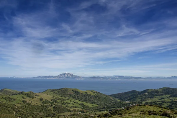 Mirador Del Estrecho Natural Park Tarifa Views Mount Moses Coast — стоковое фото