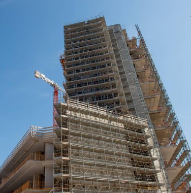 Milan İtalya 26 Eylül 2018:scaffold eski bina yenileme için