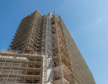 Milan İtalya 26 Eylül 2018:scaffold eski bina yenileme için