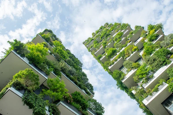 Milan, Porta Nuova, 30 Mayıs 2018. Dikey orman binaları. Buna böyle denir çünkü her kule 3 ila 6 metre arasında ağaçları barındırır. Bu da dumanı azaltır ve oksijen üretir.
