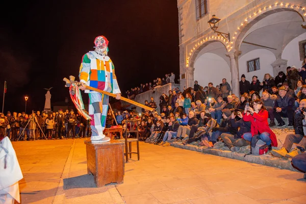 Dossena Bergamo Italia Febrero 2019 Encuentro Máscaras Entre Comedia Carnaval — Foto de Stock