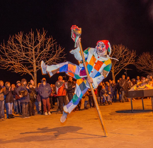 Dossena Bergamo Italia Febrero 2019 Encuentro Máscaras Entre Comedia Carnaval — Foto de Stock