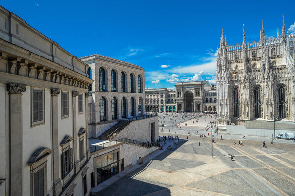 Milan Duomo square with a view of the museum of the twentieth