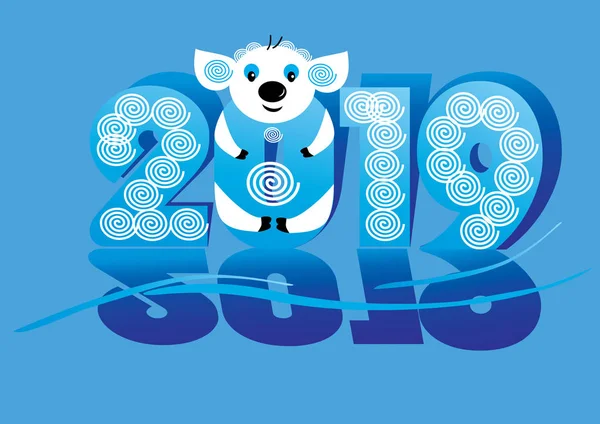 2019 - domuz sembolü ile yeni yıl tebrik kartı