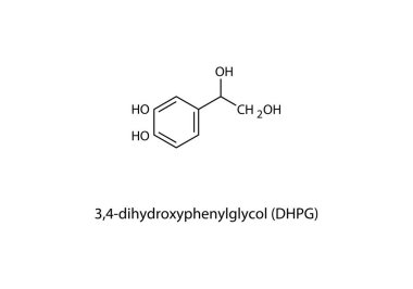 34-dihidroksifenilglikol (DHPG) şematik moleküler strüksiyonu, bir norepinefrin metaboliti, 