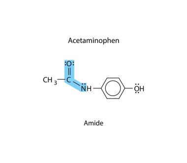 Kimyasal formül tasarımının net çizimi - Asetaminofen, Amide