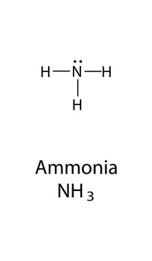 Amonyak Lewis yapısı. Basit kimyasal şematik çizim. Eğitim diyagramı