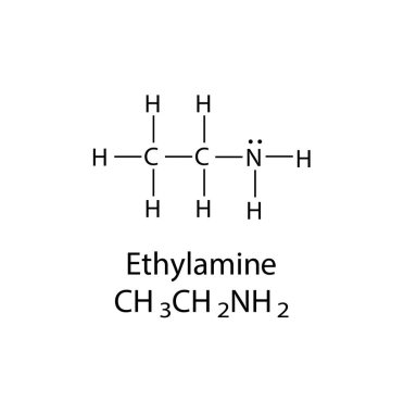 Ethylamine Lewis yapısı. Basit kimyasal şematik çizim. Eğitim diyagramı