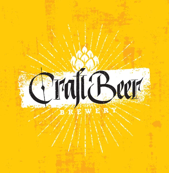 Bière Artisanale Illustrations Originales Lettrage Main Concept Signe Vectoriel Créatif — Image vectorielle