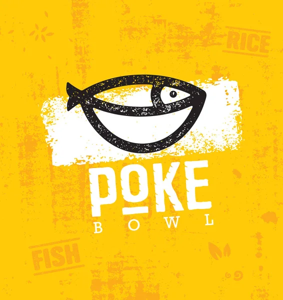 Poke Bowl Hawaiian Cuisine Restaurant Vector Design Element Dalam Bahasa - Stok Vektor