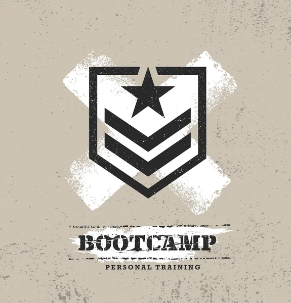 Affisch Med Bootcamp Logo Grungy Brun Bakgrund — Stock vektor
