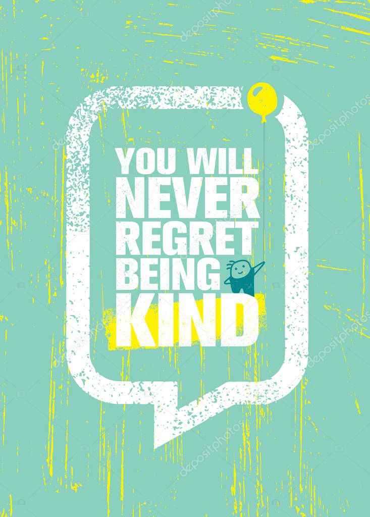 Poster with inspirational quote on pastel green background, be kind concept