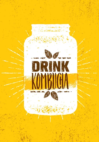 Kombucha Tea Sörfőzde Természetes Egészséges Üdítőital Illusztráció Koncepció Bio Nyers — Stock Vector