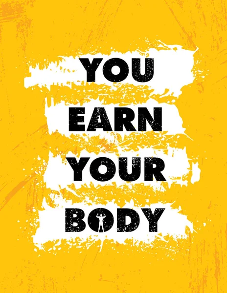 Você Ganha Seu Corpo Treino Fitness Motivação Citação Fundo Amarelo — Vetor de Stock