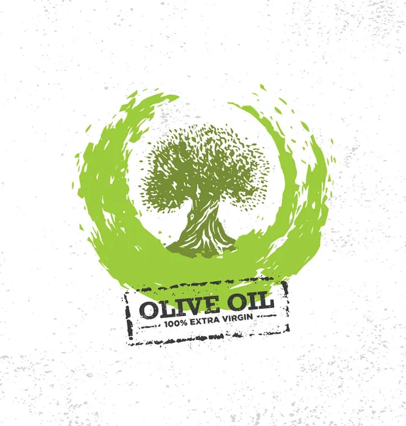 Extra Virgin Olive Oil Green White Icon Tree — Stock Vector