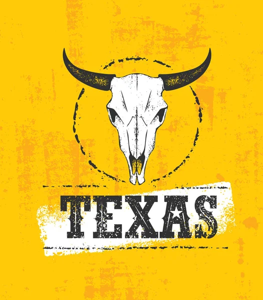 Texas Poster Grunge Colorato Intemperie Con Teschio — Vettoriale Stock