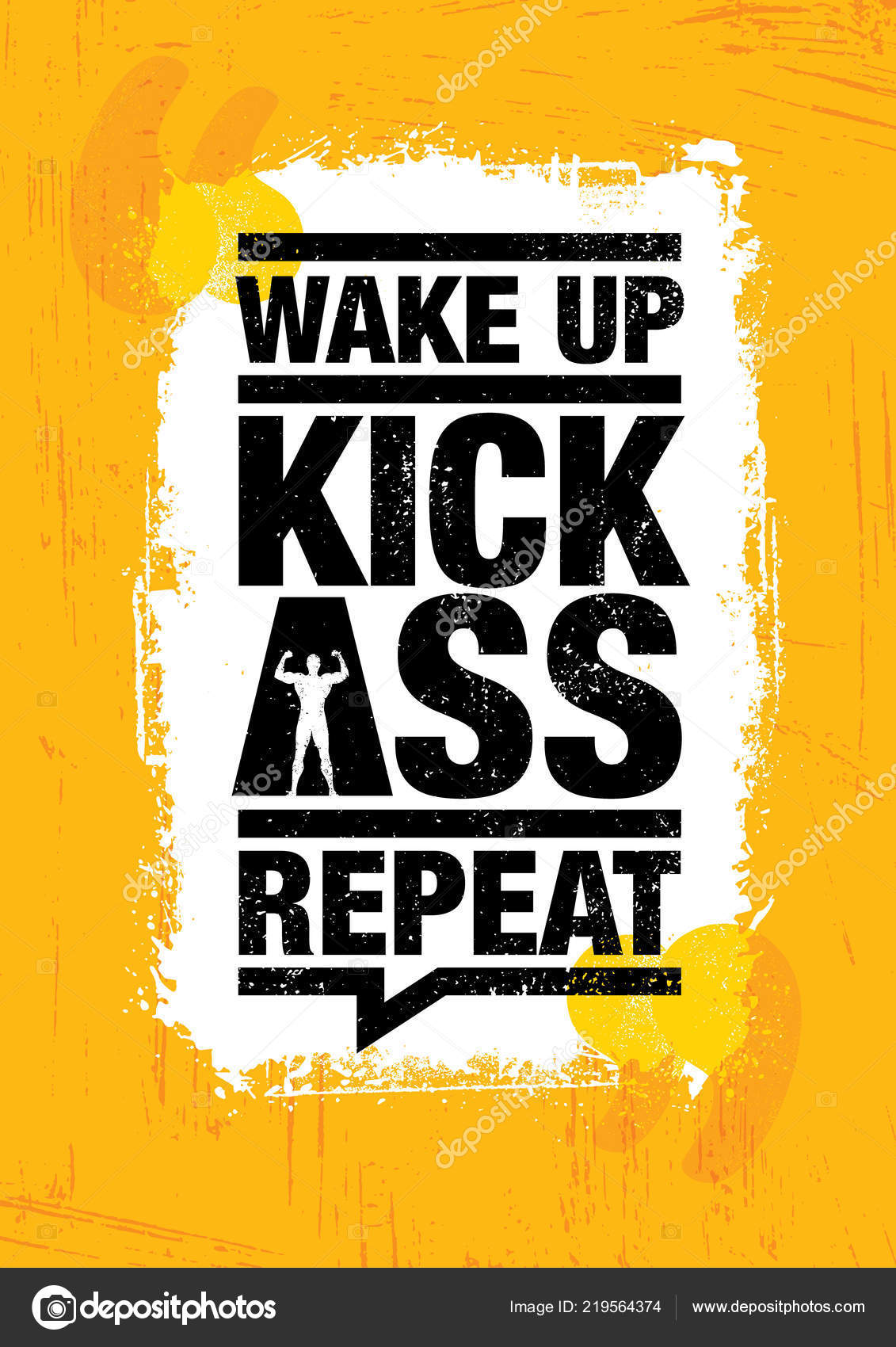 Wake Kick Ass Repeat Fitness Gym Sport Workout Motivation