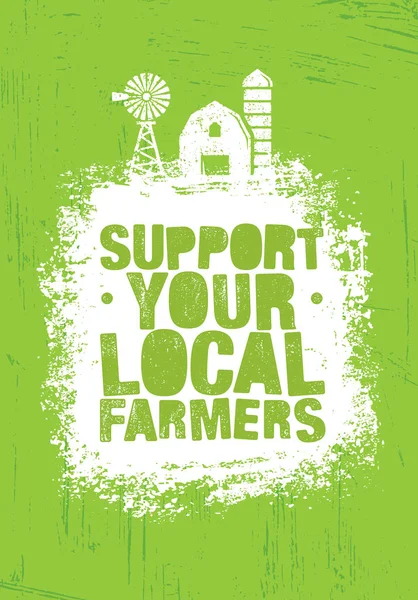 Apoye Plantilla Banner Agricultores Locales Concepto Alimentos Orgánicos — Archivo Imágenes Vectoriales