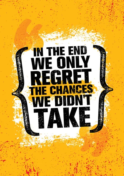 Lettering End Only Regret Chances Didn Take Orange Background — Vetor de Stock