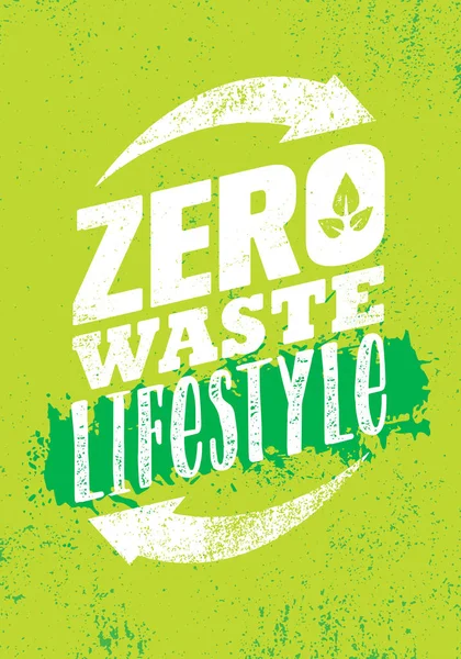 Literowanie Zero Odpadów Styl Życia Zielonym Tle — Wektor stockowy