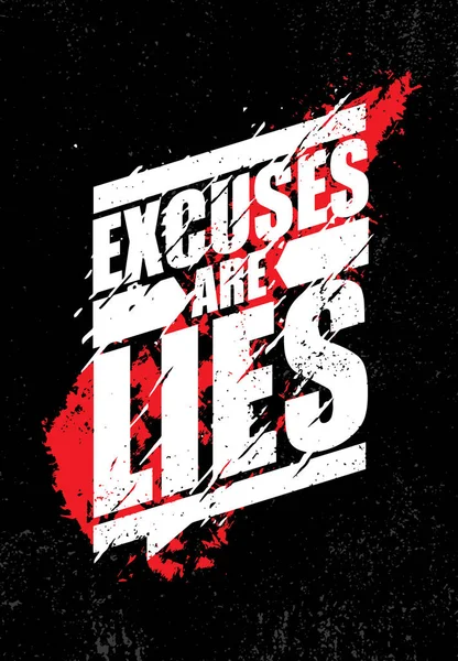 Les Excuses Sont Des Mensonges Citation Concept Sportif — Image vectorielle