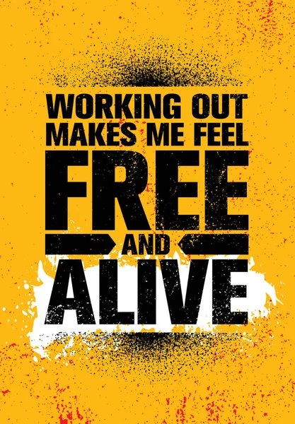 Bekerja Out Makes Feel Free Alive Inspiring Workout Fitness Gym - Stok Vektor