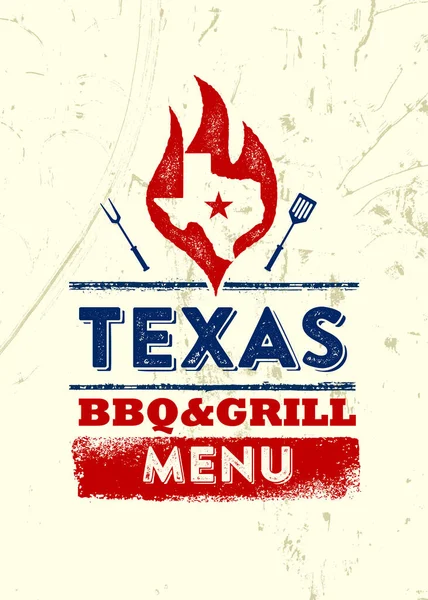 Texas Restaurant Grill dan BBQ Menu Vector Design Element On Rough Background - Stok Vektor