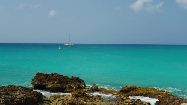 Reser Sea Turkos Havet Revet Tvättas Med Våg Liten Rev — Stockvideo