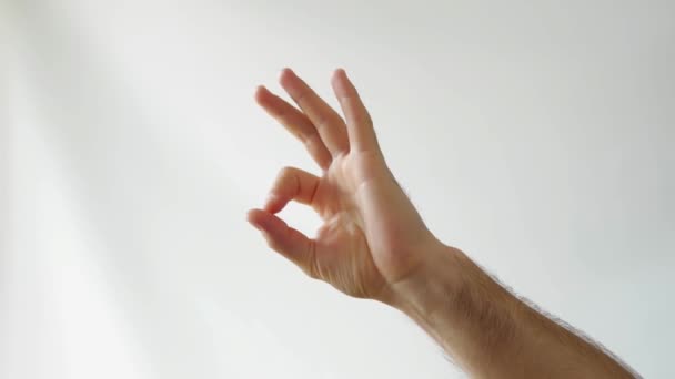 Oigenkännlig Man Visar Godkänd Skylt Hand Tecken Kroppsspråk — Stockvideo