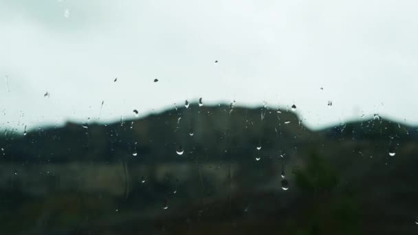 Gotas Lluvia Ventana Gotas Lluvia Cristal Time Lapse — Vídeo de stock